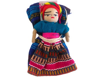 Traditional and Useful Tiny Doll Worry Doll Ornament Rear View Mirror Decor with Gift Bag + Story - Guatemala Boho Gift