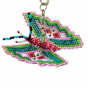 Butterfly Seed Bead Ethically Made Key Chain - Zipper Pull - Guatemala