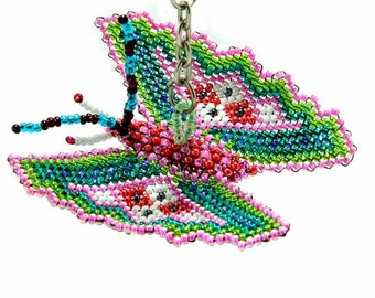 Butterfly Seed Bead Ethically Made Key Chain - Zipper Pull - Guatemala