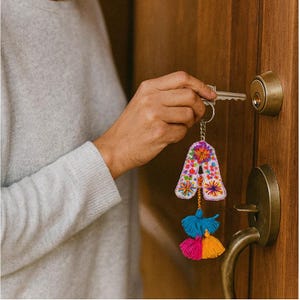 Alphabet Letter Embroidered Boho Keychain | Bag Charm - Mexico-Keychains-Rebeca y Francisco (Mexico)-Lumily MZ Fair Trade Nena & Co Hiptipico Novica Lucia's World emporium