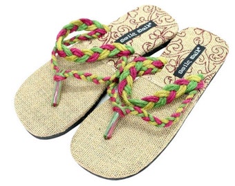 Double Straps Beige Sole Beautiful Casual Sandals Boho - Thailand