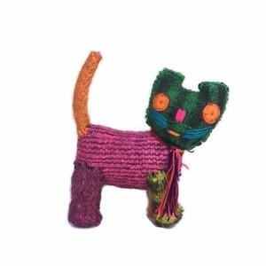 Repurposed Wool Kids Room Whimsical Boho Decor Cat | Mexico