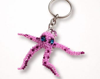Octopus Seed Bead Key Chain Boho Handmade Gifts Fair Trade - Zipper Pull - Guatemala