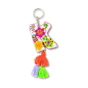 Alphabet Letter Embroidered Boho Keychain | Bag Charm - Mexico-Keychains-Rebeca y Francisco (Mexico)-Letter (K)-Lumily MZ Fair Trade Nena & Co Hiptipico Novica Lucia's World emporium
