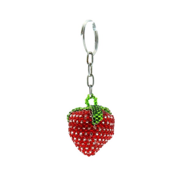 Strawberry Seed Bead Key Chain Zipper Pull Guatemala - Etsy Strawberry Seed Bead Key Chain  Zipper Pull  Guatemala - Etsy