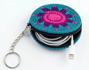 Earbud Crochet Cotton Keychain Pouch Bag Multicolor  - Guatemala