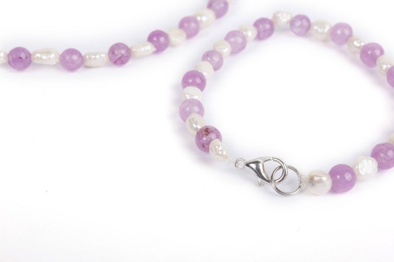 Magnifique ensemble collier et bracelet en perles de pierre faites à la main Thaïlande image 6