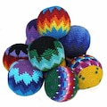Hand Knit Multicolor Hacky Sack Foot Bag Stress Ball Crochet Bocce Ball - Guatemala