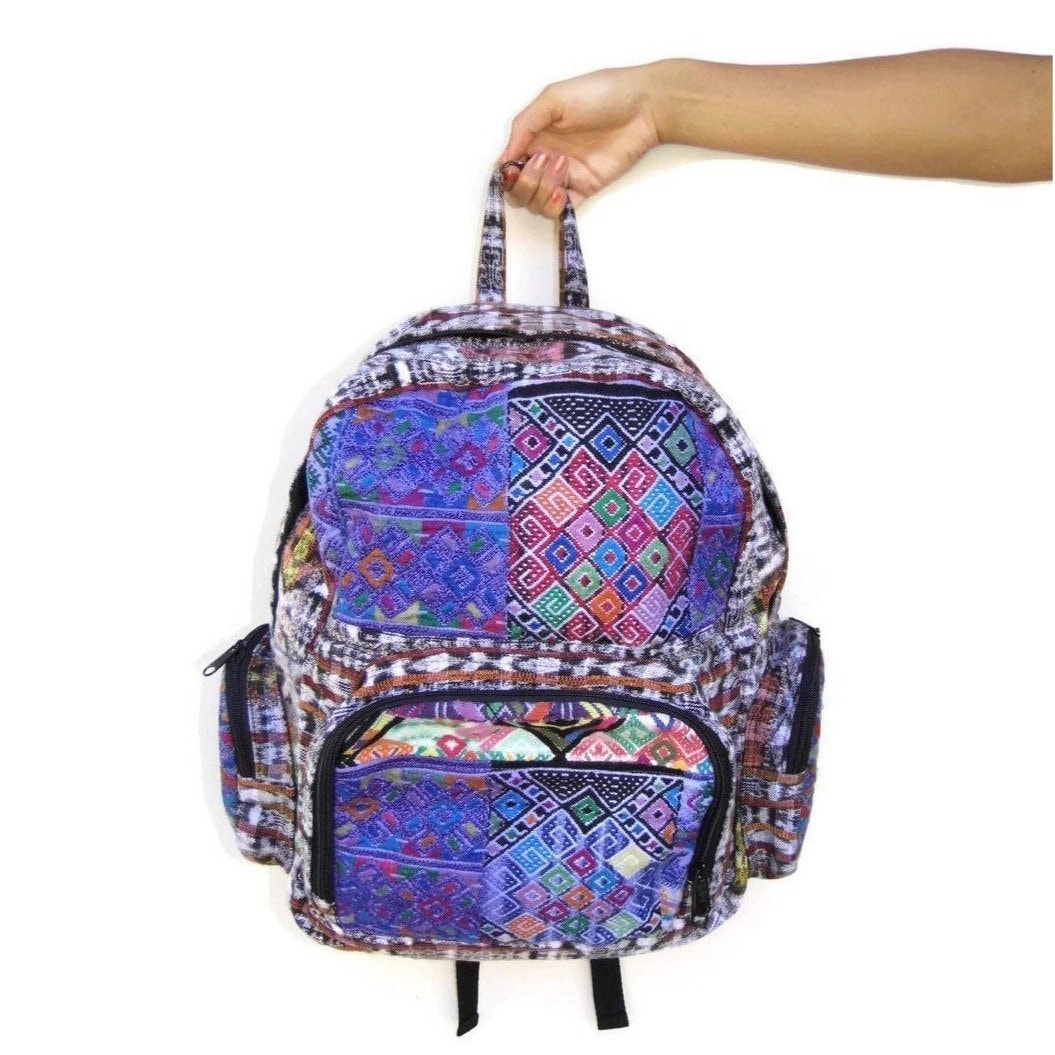 VTG 80\'s Native Guatemala Huipil Woven Backpack Volcano Huipil Upcycled Textile Backpack - Guatemala – Lumily main image 4