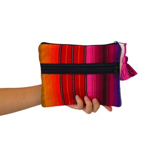 Multicolor Stripe Sarape Sarape Striped Clutch Boho Mexican Bag Fair Trade Handmade