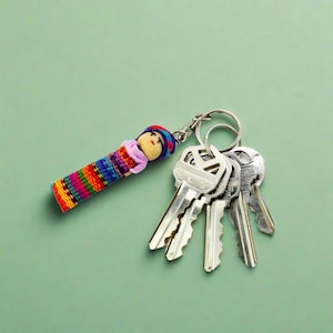 Worry Doll Small Doll Colorful Boho Key Chain - Guatemala