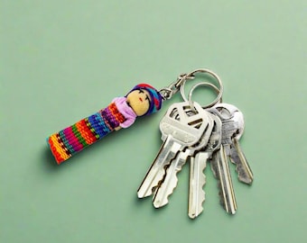 Worry Doll Small Doll Colorful Boho Key Chain - Guatemala