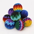 Hand Knit Multicolor Hacky Sack Foot Bag Stress Ball Crochet Bocce Ball - Guatemala
