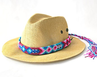 Colorful Woven Friendship Adjustable Hat Band Macrame Mexico