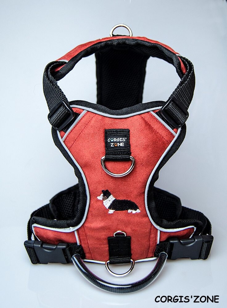 Dog harness wide chest size M f.ex. with embroidery Etsy