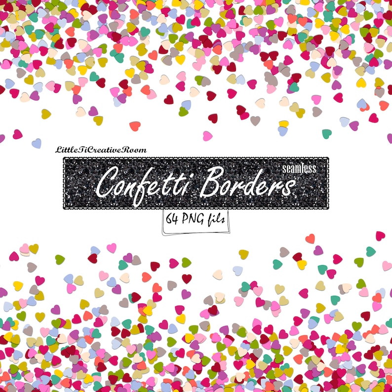Heart Confetti Clipart Borders Confetti Digital Border Clip Etsy