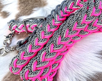 Tyglar med kristall och strass - Bling hästtygel - Glitter hästspets - Looptyglar för fatkapplöpning - Cheetah USA - Anpassat mönster