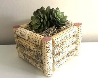 Wine Cork Planter, Faux Cork Planter, Faux Succulent Planter, Upcycled Cork Decor, Cork Decor, Artificial Succulent, Wine Cork Decor