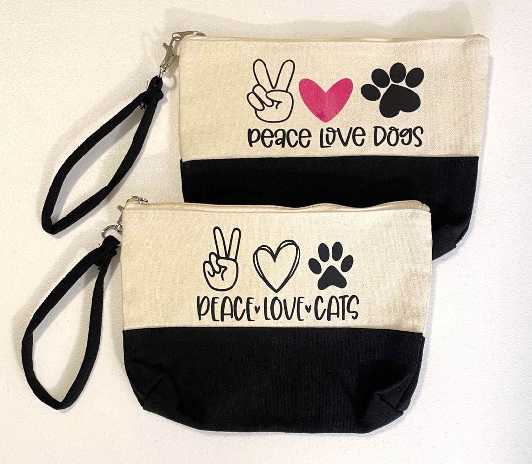 Wristlet, Dog Lover Wristlet, Cat Lover Wristlet, Peace Love Dogs