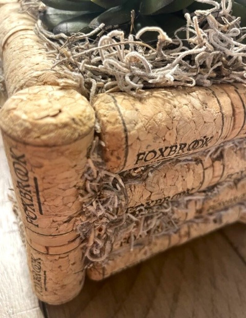 Wine Cork Planter, Faux Cork Planter, Faux Succulent Planter, Upcycled Cork Decor, Cork Decor