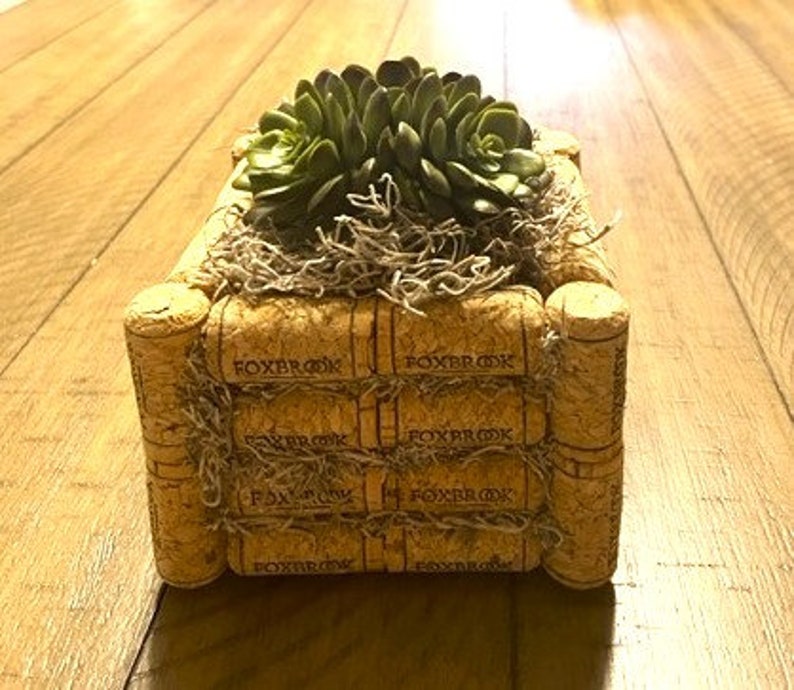 Wine Cork Planter, Faux Cork Planter, Faux Succulent Planter, Upcycled Cork Decor, Cork Decor
