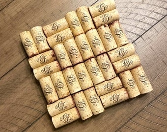 Trivet de corcho de vino, Trivet de corcho, Trivet, Hot Pad, Plato caliente, Regalo para amantes del vino, Regalo del club de vinos, Trivet de cocina, Porta ollas, Corchos de vino reciclados