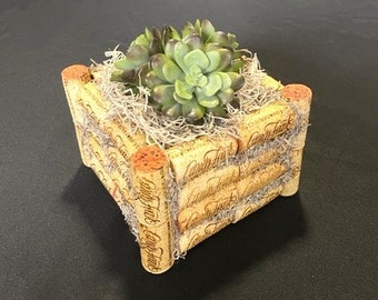 Wine Cork Planter, Faux Cork Planter, Faux Succulent Planter, Upcycled Cork Decor, Cork Decor, Artificial Succulent, Wine Cork Decor