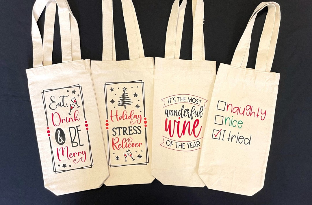 Wine Tote Bag, Wine Lovers Gift, Bottle Bag, Christmas Wine Bag, Wine Gift Bag, Liquor Bottle