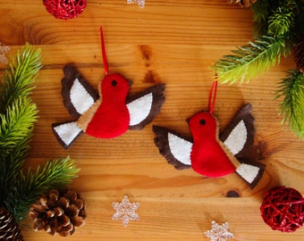 Felt Robin Ornaments, Bird, Christmas Ornament, Christmas Decoration, Home Decor, OOAK