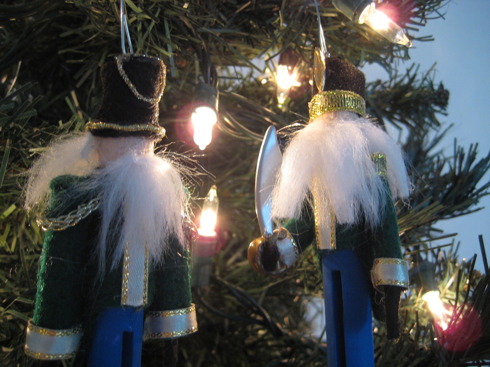 Set of 2 Clothespin Nutcracker Ornaments Clothespeg Etsy UK