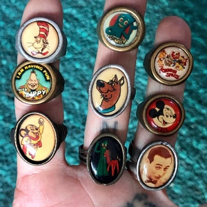 Vintage character and television Rings