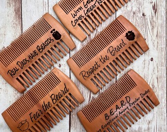 Mustache Combs - Wood Laser Engraved