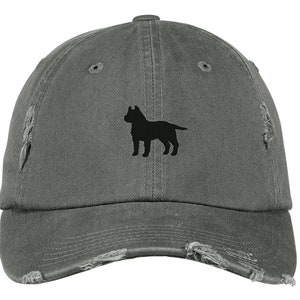 Pitbull Hat, Embroidered Baseball Cap, Distressed, Pit bull Dog Embroidery