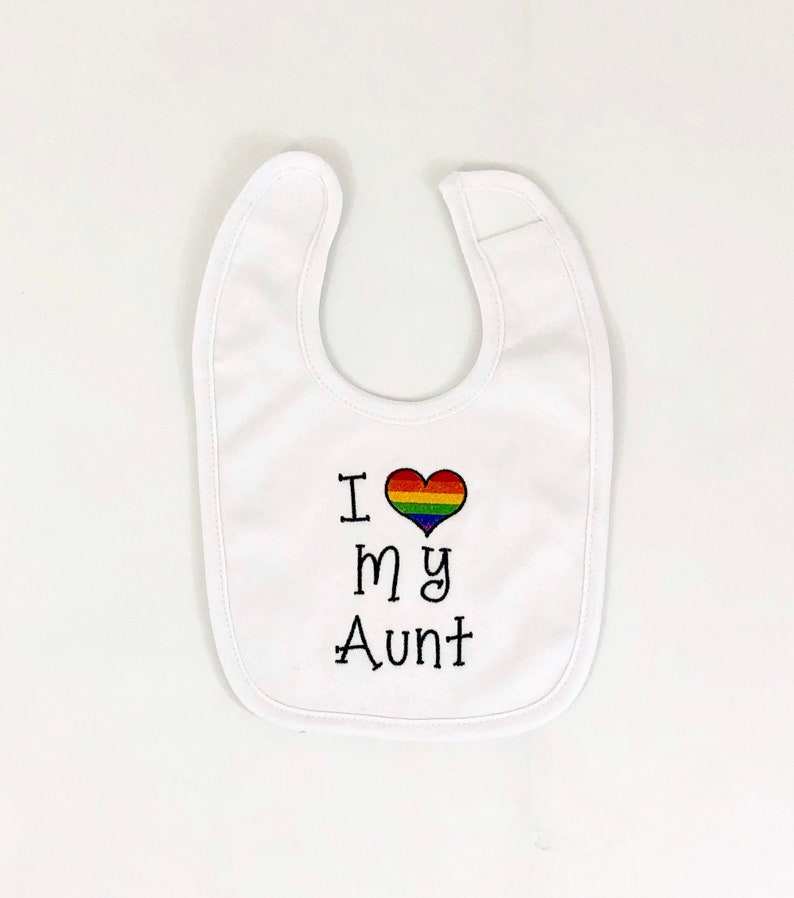 Girl Embroidered Bib New Baby Gift Baby Shower Gift Baby Bib Boy Drool Bib Rainbow Pride Heart I Love My Aunt Bib Bodysuit