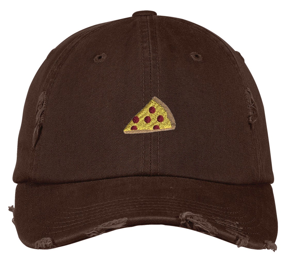 Pizza Slice Hat Embroidered Baseball Cap Distressed Etsy.de