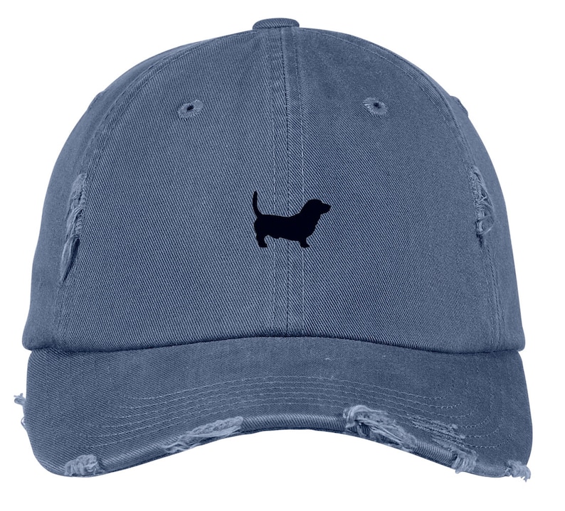 Basset Hound Hat Embroidered Baseball Cap Distressed Etsy
