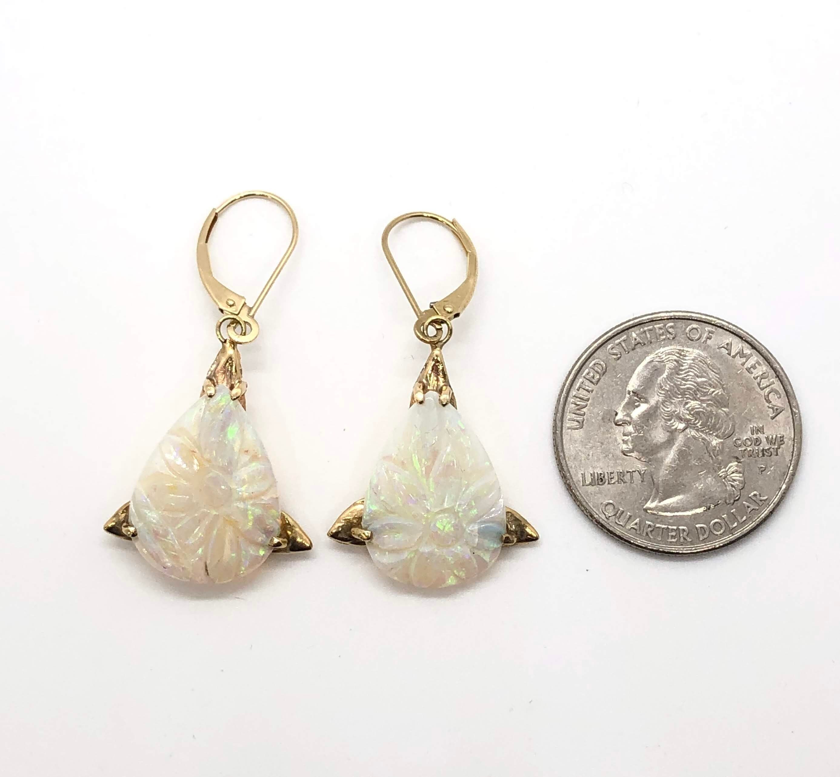 100% Natural Carved Opal Earrings Dangle and Drop Opal - Etsy UK