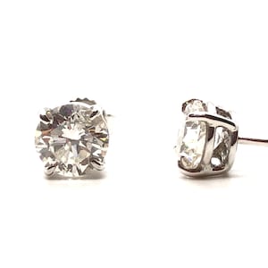 2 Carat + 100% Natural Earth Mined Round Diamond Studs set in Solid 14k White Gold Natural diamond stud earrings real diamond stud earrings