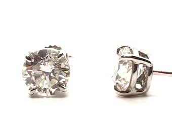 2 karat + 100 % naturliga jordutvunna runda diamantörhängen infattade i massivt 14k vitguld med naturliga diamanter örhängen med äkta diamanter
