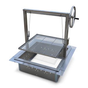 Santa Maria Argentine Drop in Grill  SST with 24&quot; Insert Fire Box and Rotisserie Kit