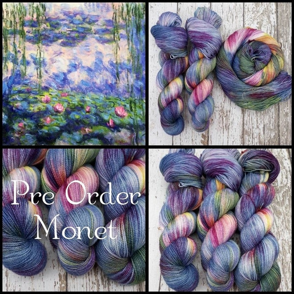 Pre Order, Monet, Hand dyed yarn, fingering weight yarn, dk weight yarn, varigated yarn, LIMITED EDITION