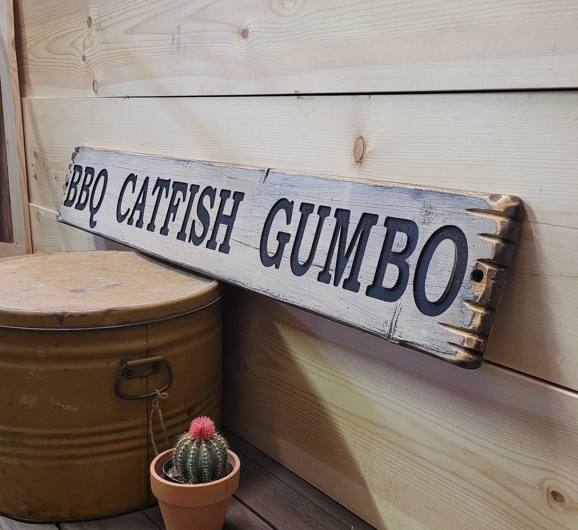 BBQ CATFISH GUMBO/Patio/Deck/Man Cave/Kitchen/Décor/Cajun/Hog Roast
