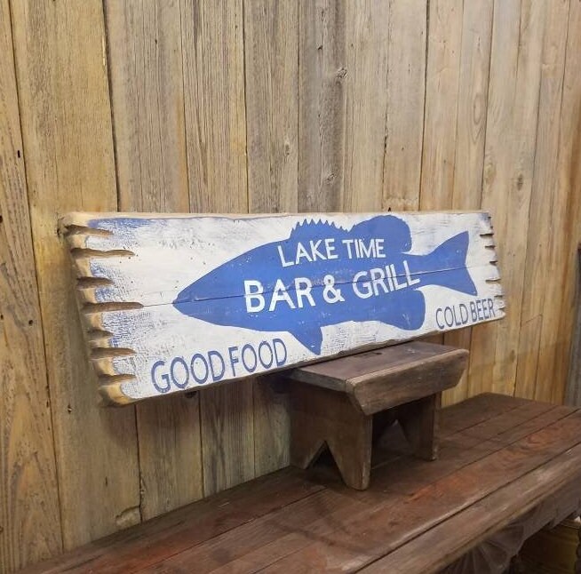 Lake sign/Lake Time Bar & Grill Cold Beer Good Food Rustic ...