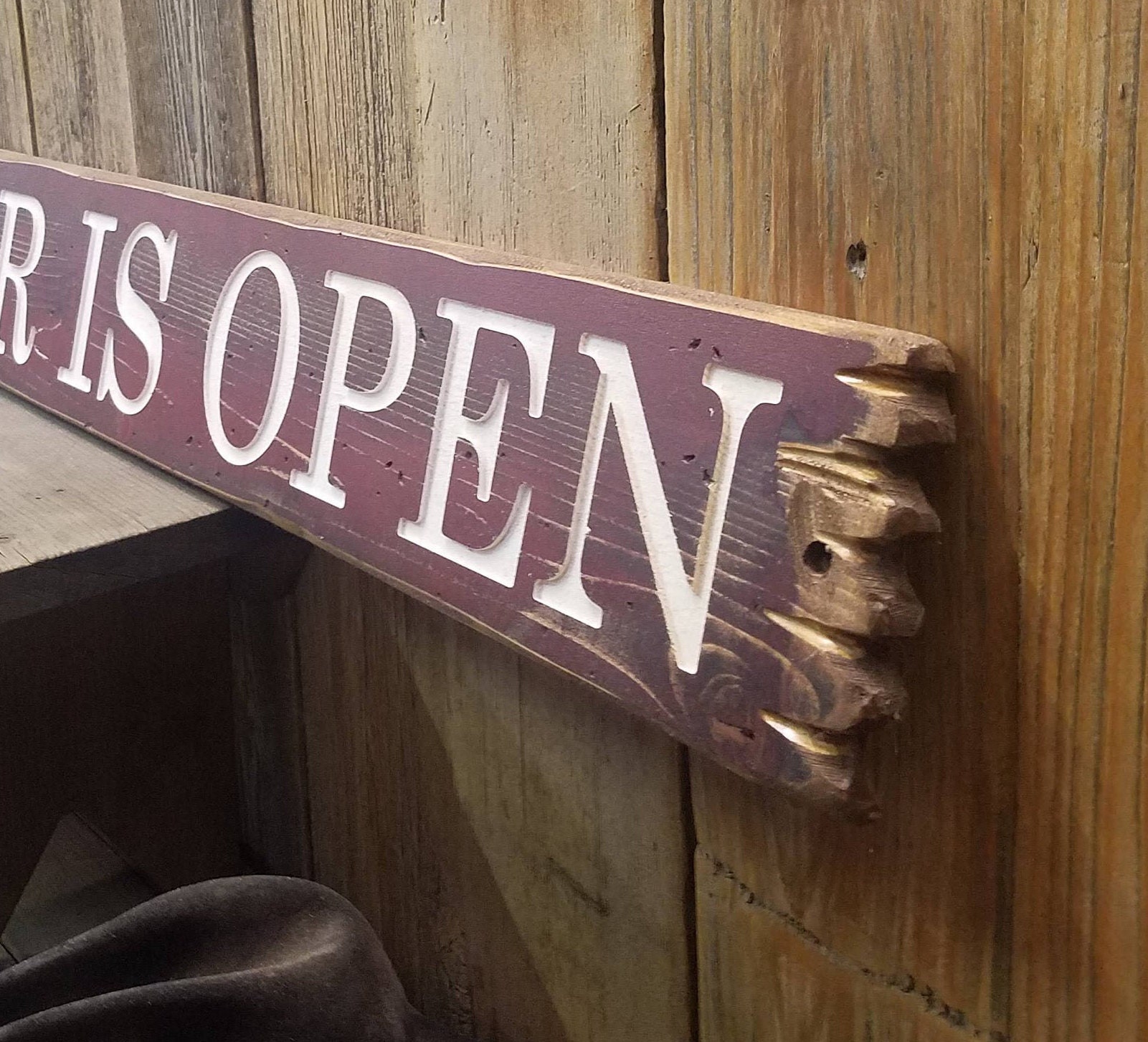Le BAR EST OUVERT Signe de bois rustique Man Cave Cabine Etsy