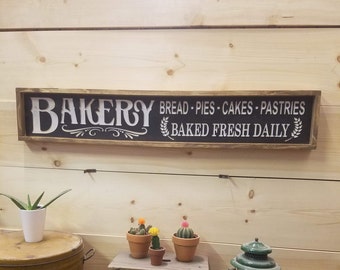 Bakery/Rustic Carved Wood Sign/Framed/Farmhouse Signs/Kitchen décor/Farmers Market/Café/Home decor/Pies/Cakes