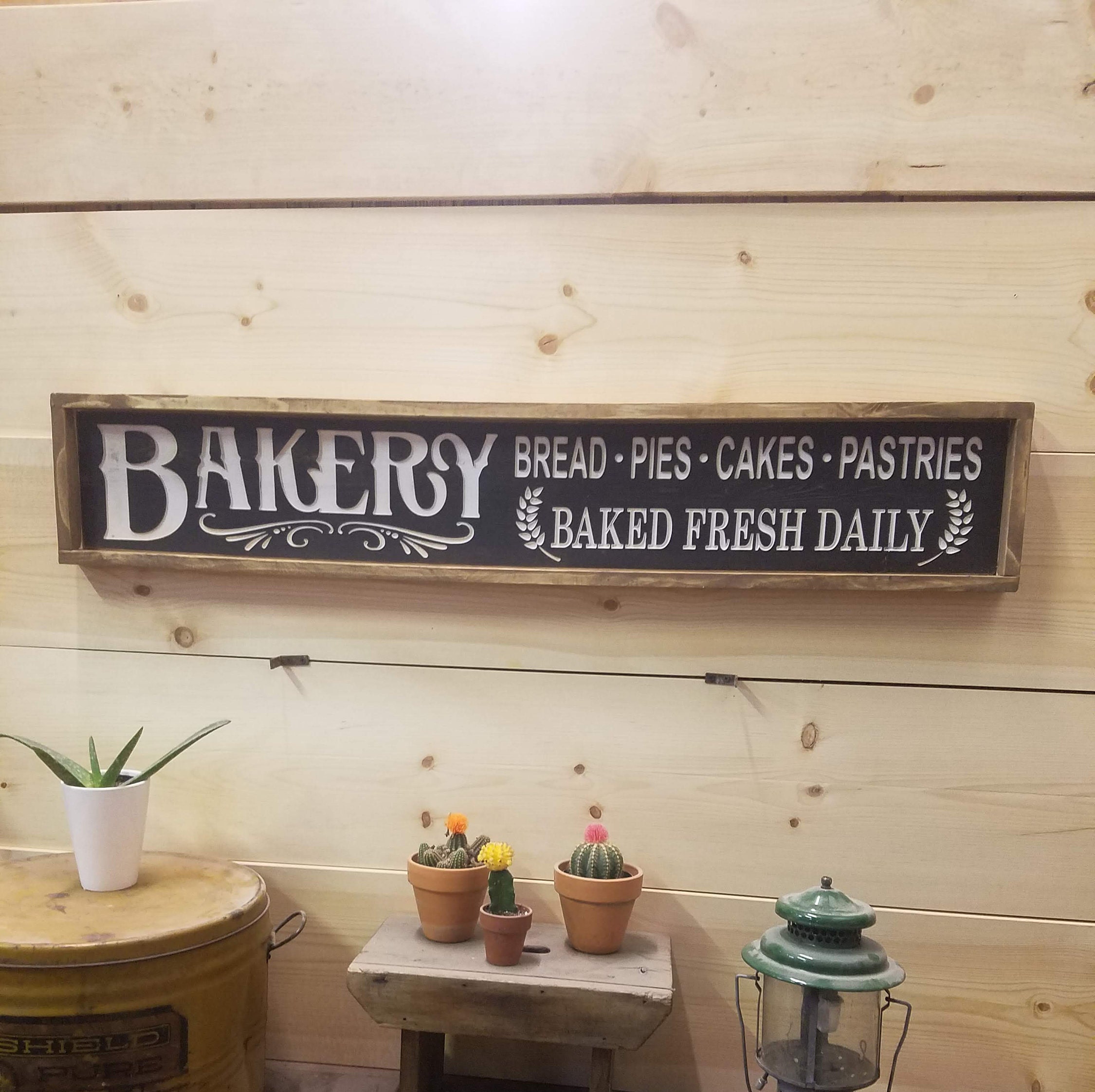 Bakery/Rustic Carved Wood Sign/Framed/Farmhouse Signs/Kitchen décor