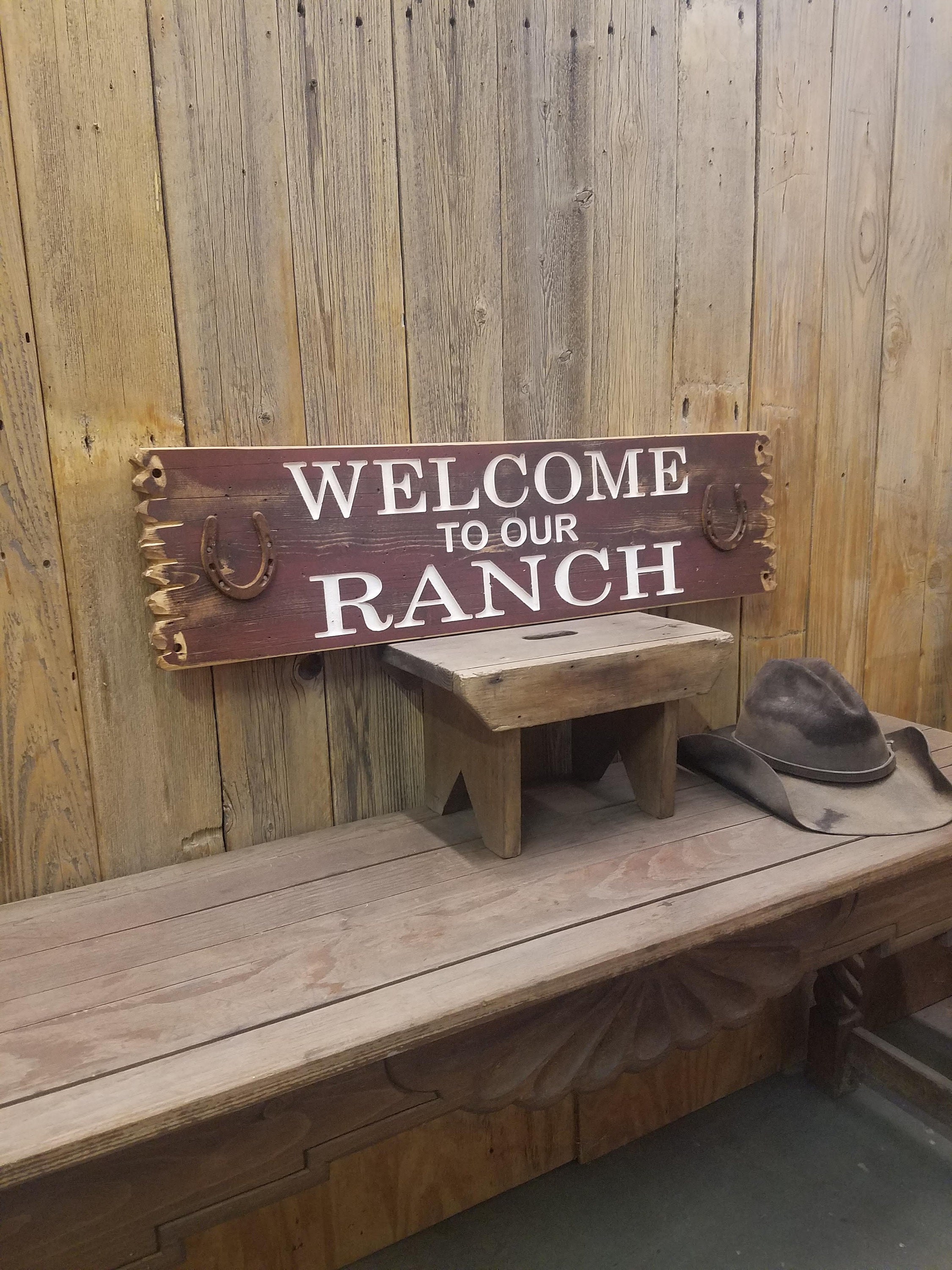 to our RANCH Rustic Carved Wood Sign Western décor Etsy