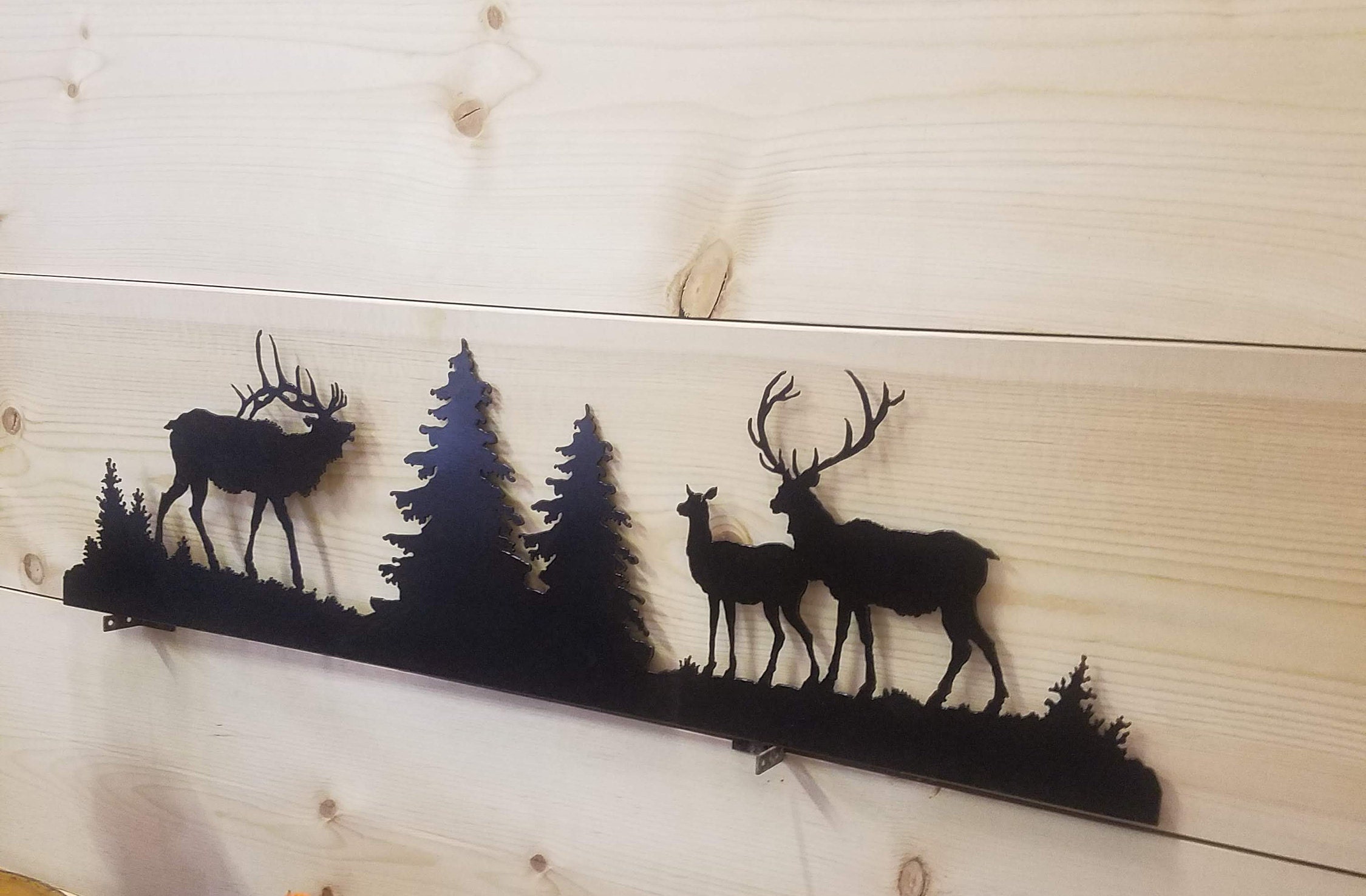 METAL ELK Scene/Large/Cabin/lodge/Home/Sign/decor