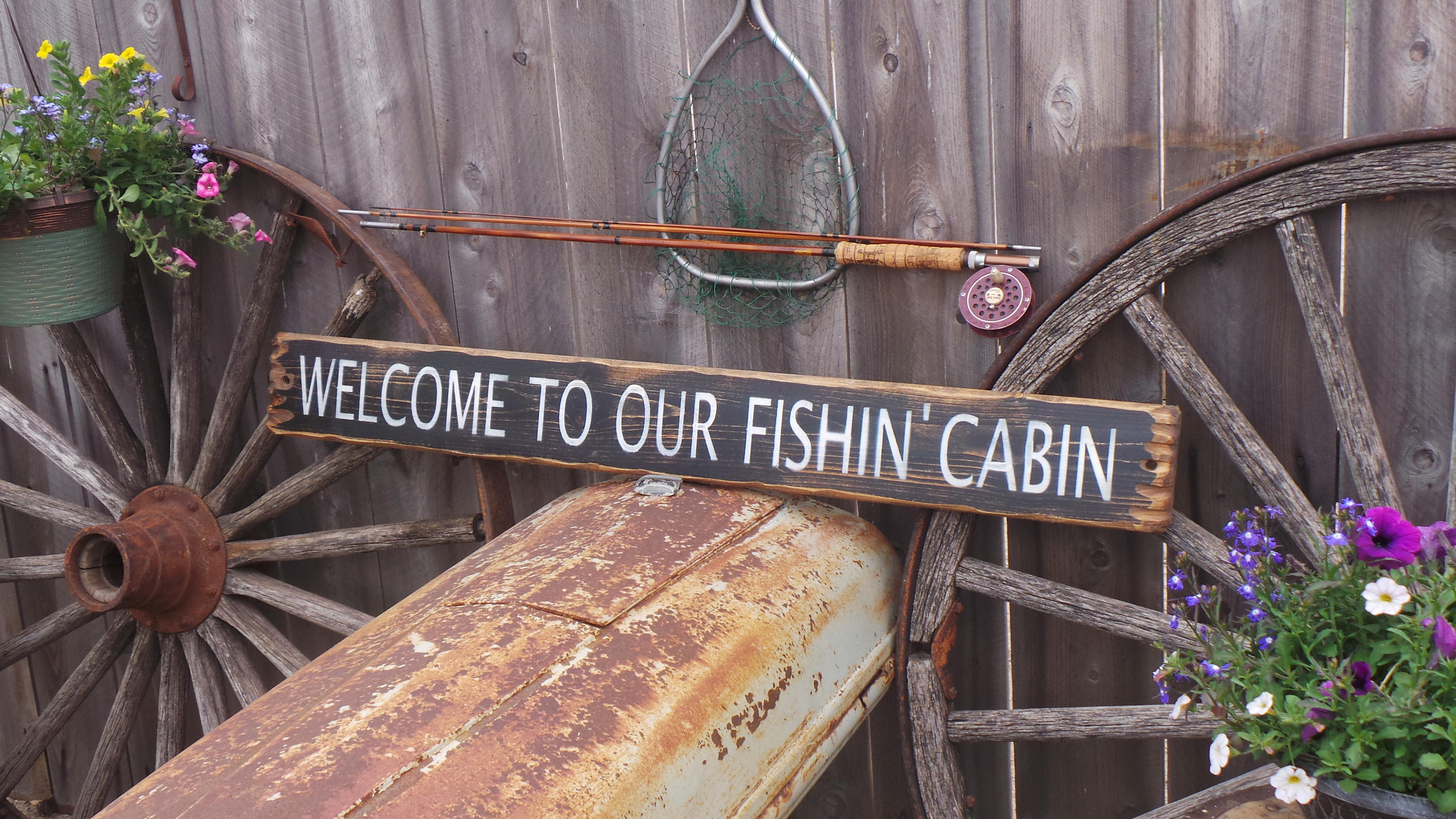 to our FISHIN' CABIN Rustic Wood Sign, Lodge Decor, Lake, River
