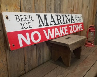 MARINA Beer Ice Boats Bait No Wake Zone/Carved/Rustic/Wood/Sign/Fishing/Lake/ décor/Lake House/Cabin/Man Cave/Boat Dock